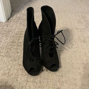 Schutz black suede lace up heel size 6